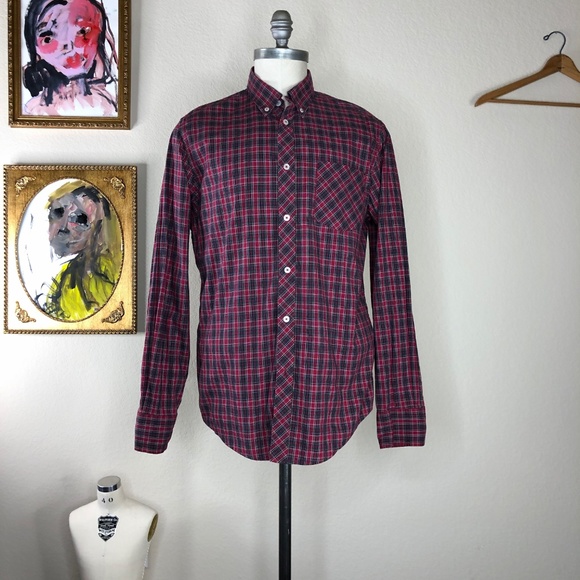 Ben Sherman Tartan Plaid Contrast Placket Button D - Picture 4 of 5